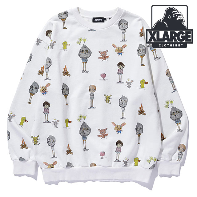 エクストララージ XLARGE オールオーバープリント クルーネック スウェットシャツ [101244012007 FW24WINTER] ALLOVER PRINT CREWNECK SWEATSHIRT メンズ x-large エックスラージ トップス トレーナー WHITE 正規取扱店