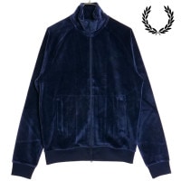 フレッドペリー FRED PERRY ベロア トラックジャケット [J8555-395 FW24Q4] VELOUR TRACK JACKET メンズ ブルゾン ダブルジップ DARK-CARBON|
