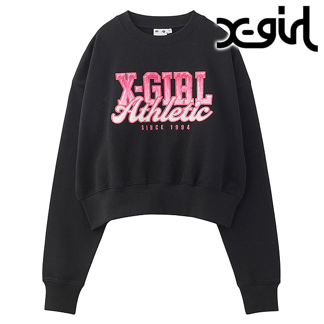 エックスガール X-girl フェイクファーロゴ コンパクトスウェットトップ 105244012029WINTER FAUX FUR LOGO COMPACT SWEAT TOP レディース BLACK 正規取扱店 X-girl エックスガール フェイクファーロゴ コンパクト