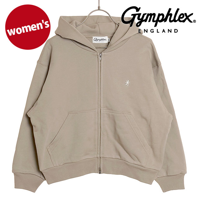 【SALE】ジムフレックス Gymphlex ジップフーディー [#GY-C0438 CFC SS25] ZIP HOODIE レディース スポーツファッション トップス スウェットパーカー GREIGE(OFF WHITE) 正規取扱店【ts】