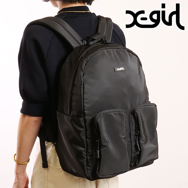エックスガール X-girl ロゴ ジャガードテープ バックパック [105251053009 SS25] LOGO JACQUARD TAPE BACKPACK Xgirlリュック デイパック 通勤 通学 BLACK