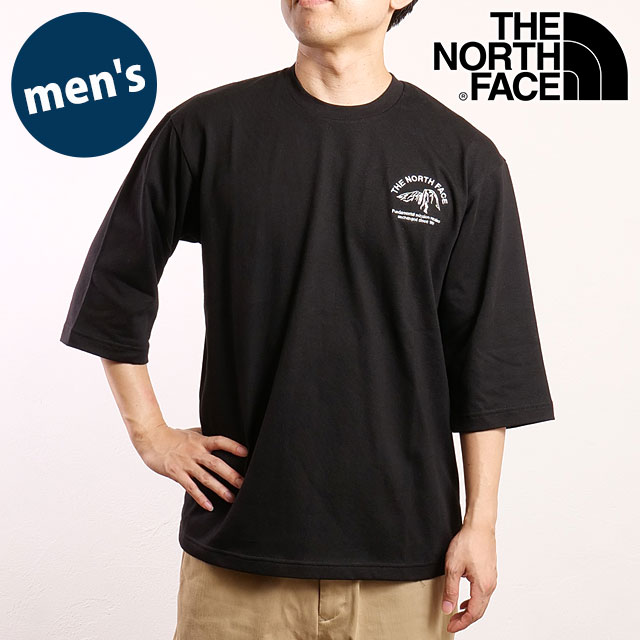 ザ・ノース・フェイス THE NORTH FACE クォータースリーブワンポイントロゴティー [NT32537-K SS25] 3/4 Sleeve One Point Logo Tee メンズ TNF 半袖Tシャツ ブラック 【メール便配送】