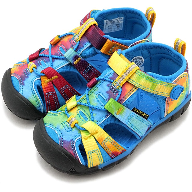 キーン KEEN サンダル シーキャンプ ツー シーエヌエックス [1025224 SS25] TOTS SEACAMP II CNX キッズ・トッツ・トドラー・ベビーサイズ 子供靴 水遊び キャンプ アウトドア VIVID-BLUE/ORIGINAL-TIE-DYE　レインボーカラー 正規取扱店
