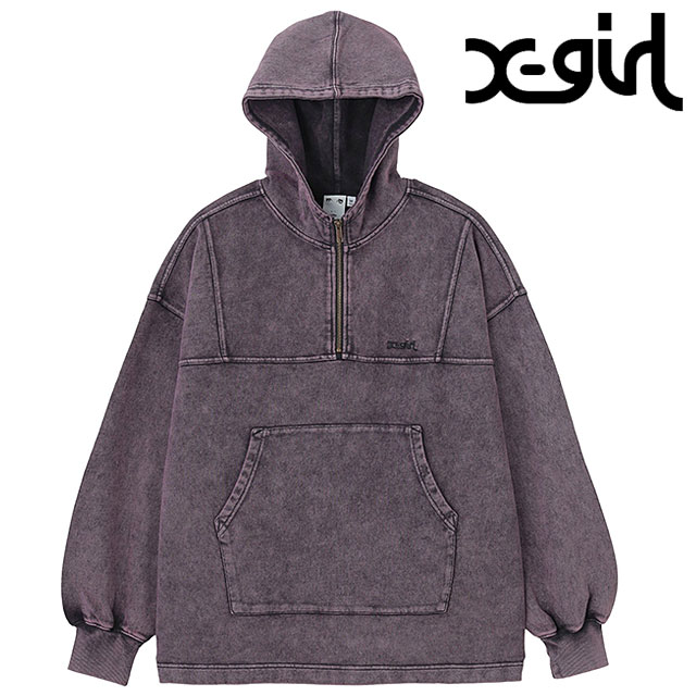 エックスガール X-girl フェイデッド アノラック スウェットフーディー [105251012006 SS25] FADED ANORAK SWEAT HOODIE レディース Xgirl トップス オーバーサイズ パーカー プルオーバー PURPLE 正規取扱店