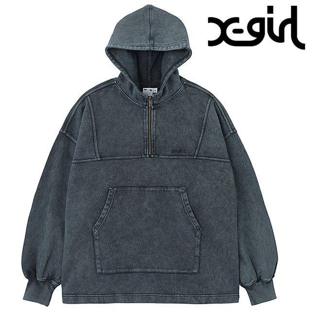 エックスガール X-girl フェイデッド アノラック スウェットフーディー [105251012006 SS25] FADED ANORAK SWEAT HOODIE レディース Xgirl オーバーサイズ パーカー プルオーバー LtBLUE