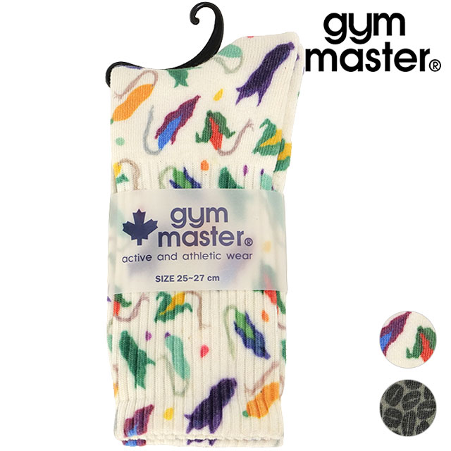 ジムマスター GYM MASTER ハッピーペイントクルーソックス [G857329] 靴下 クルー丈 総柄 【メール便配送】