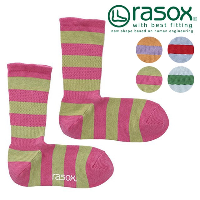 ラソックス rasox ツートン・パネルボーダー [CA250CR02 SS25] メンズ・レディース 靴下 日本製 クルーソックス 【メール便配送】 正規取扱店