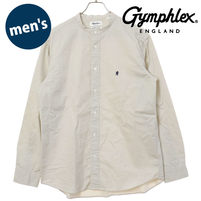 ジムフレックス Gymphlex バンドカラー シャツ ロングスリーブ [#GY-B0245 BIT SS25] BAND COLLAR SHIRT L/S メンズ スポーツファッション トップス 長袖 カジュアルシャツ SAND-BEIGE(NAVY) 正規取扱店