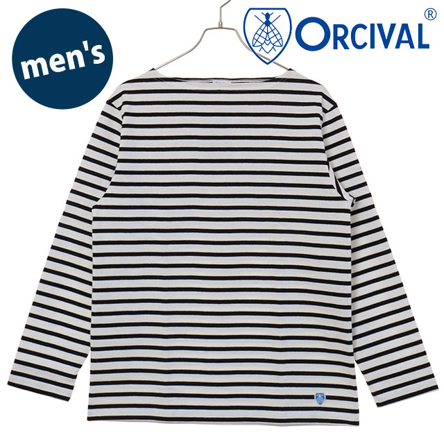 オーシバル ORCIVAL ボートネック ロングスリーブプルオーバー [#B211 SS25] BOAT NECK L/S P.O. メンズ トップス カットソー 長袖Tシャツ ボーダー WHITE/BLACK 正規取扱店