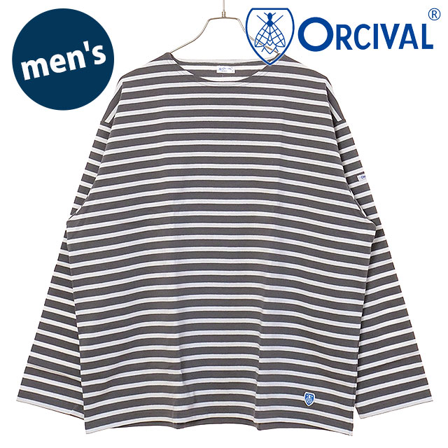 オーシバル ORCIVAL クルーネック ロングスリーブプルオーバー [#B473 SS25] CREW NECK L/S P.O. フランス製 メンズ カットソー 長袖Tシャツ ボーダー AGATE/WHITE