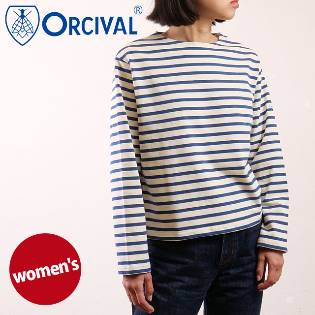 オーシバル ORCIVAL クルーネック ロングスリーブプルオーバー [#B259 SS25] CREW NECK L/S P.O. レディース トップス カットソー 長袖Tシャツ ボーダー ECRU/INDIGO 正規取扱店