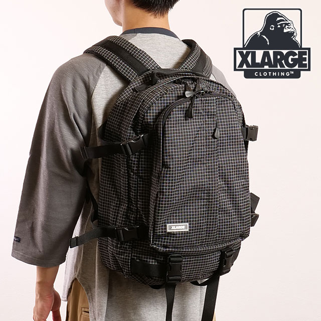 エクストララージ XLARGE スタンダードロゴパッチド リップストップ デイパック [101251053007 SS25] STANDARD LOGO PATCHED RIPSTOP DAYPACK メンズ・レディースリュック バックパック x-large エックスラージ BLACK