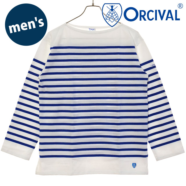 オーシバル ORCIVAL ボートネック ロングスリーブプルオーバー [#6101 SS25] BOAT NECK L/S P.O. メンズ トップス カットソー 長袖Tシャツ ボーダー WHITE/BLUE 正規取扱店