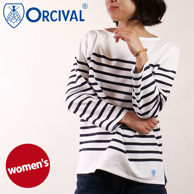 オーシバル ORCIVAL ボートネック ロングスリーブプルオーバー [#6803 SS25] BOAT NECK L/S P.O. レディース トップス カットソー 長袖Tシャツ ボーダー WHITE/PIRATE 正規取扱店