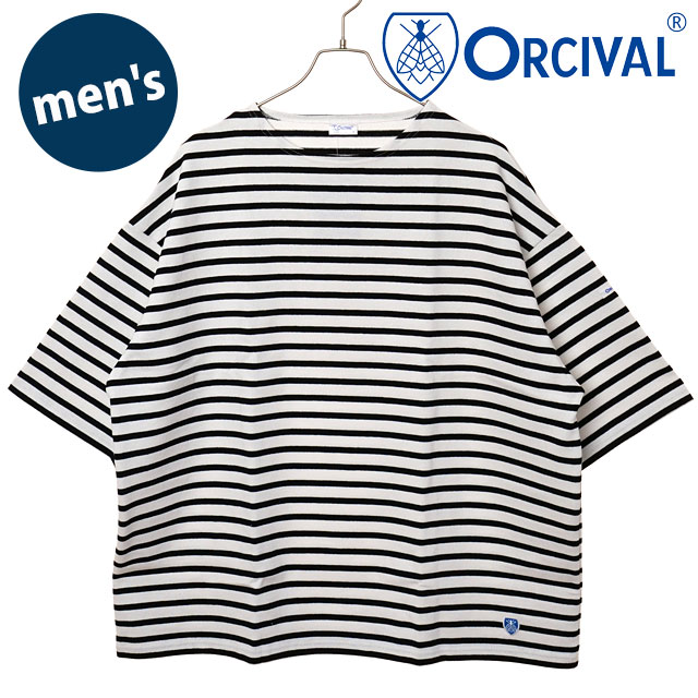 【SALE】オーシバル ORCIVAL ワイドボディ ボートネック ショートスリーブプルオーバー [#B273 SS25] WIDE BODY BOAT NECK S/S P.O. メンズ トップス カットソー 半袖Tシャツ ボーダー WHITE/BLACK 正規取扱店【ts】