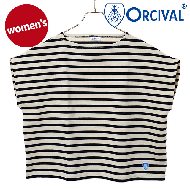 オーシバル ORCIVAL フレンチスリーブ ボートネック プルオーバー [#B271 SS25] FRENCH SLEEVE BOAT NECK P.O. レディース トップス カットソー 半袖Tシャツ ボーダー ECRU/MARINE 【メール便配送】 正規取扱店
