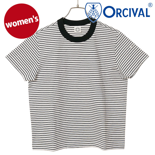 オーシバル ORCIVAL クルーネック ショートスリーブプルオーバー [OR-C0415-CCF SS25] CREW NECK S/S P.O. レディース トップス カットソー 半袖Tシャツ ボーダー WHITE/BLACK 【メール便配送】 正規取扱店