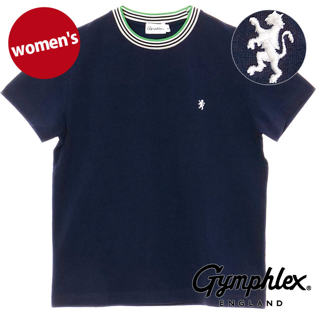 ジムフレックス Gymphlex クルーネック ニットライン Tシャツ [#GY-C0448 CCB SS25] CREW NECK KNIT-LINE T-SHIRT レディース スポーツファッション トップス 半袖 カットソー NAVY/BEIGE(WHITE) 【メール便配送】 正規取扱店
