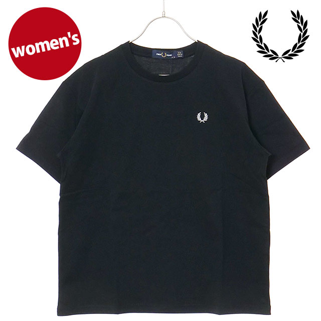 フレッドペリー FRED PERRY クルーネックTシャツ [G1142-102 SS25] CREW NECK T-SHIRT レディース トップス 半袖 コットンジャージー BLACK 【メール便配送】 正規取扱店