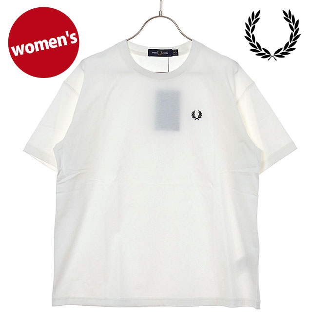 フレッドペリー FRED PERRY クルーネックTシャツ [G1142-129 SS25] CREW NECK T-SHIRT レディース トップス 半袖 コットンジャージー SNOW-WHITE 【メール便配送】 正規取扱店