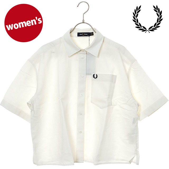 フレッドペリー FRED PERRY シアーサッカーシャツ [G9179-129 SS25] SEERSUCKER SHIRT レディース トップス 半袖 ブラウス SNOW-WHITE 正規取扱店