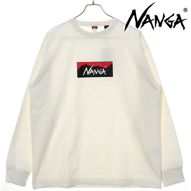 ナンガ NANGA エコハイブリッド ボックスロゴ ロングスリーブTシャツ [NW2431-1E150 SS25] ECO HYBRID BOX LOGO L/S TEE メンズ トップス カットソー 長袖 アウトドア WHT 正規取扱店