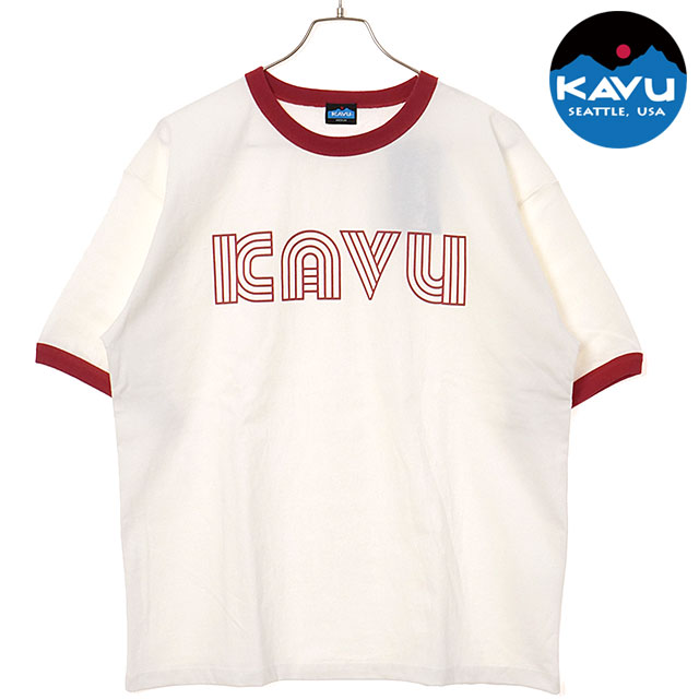 【30％OFF／SALE】カブー KAVU ツイストロゴ リンガーTシャツ [19822228 SS25] Twist Logo Ringer Tee メンズ トップス 半袖 ロゴティー White/Red 【メール便配送】 正規取扱店【ts】