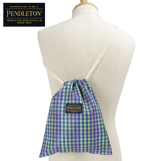 【SALE】ペンドルトン PENDLETON ギンガム ショルダー ドローバッグ [PDT-000-251026 SS25] GINGHAM SHOULDER DRAWBAG メンズ・レディース 鞄 チェック柄 巾着バッグ NVY 【メール便配送】 正規取扱店【ts】