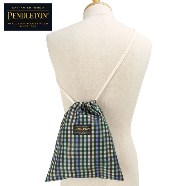 【SALE】ペンドルトン PENDLETON ギンガム ショルダー ドローバッグ [PDT-000-251026 SS25] GINGHAM SHOULDER DRAWBAG メンズ・レディース 鞄 チェック柄 巾着バッグ BLK 【メール便配送】 正規取扱店【ts】