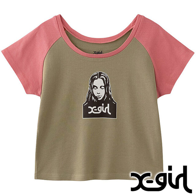 エックスガール X-girl フェイス ラグランショートスリーブ ベビーT