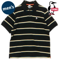 【SALE】チャムス CHUMS ブービーボーダーポロシャツ [CH02-1241 SS25] M Booby Border Polo Shirt メンズ トップス 半袖 鹿の子 Black-Suns