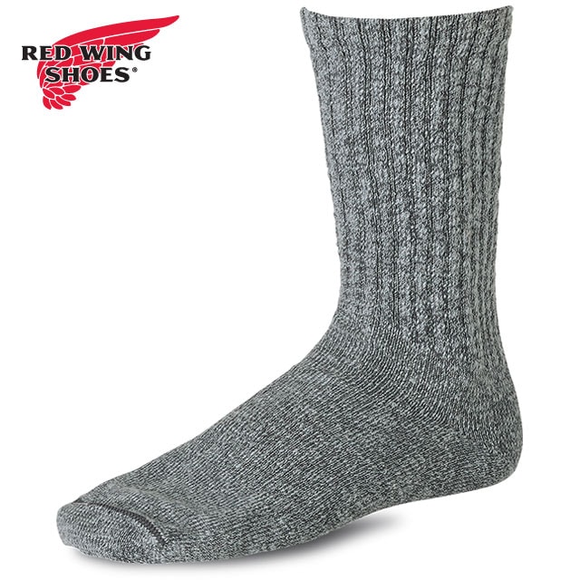 レッドウィング REDWING コットンブレンド マールラグクルー 後染め [97373/97651] COTTON BLEND MARL RAGG CREW / OVER-DYED メンズ 靴下 ブーツソックス Made in USA red wing BLACK/GRAY 【メール便配送】 正規取扱店