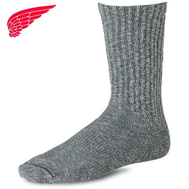 レッドウィング REDWING コットンブレンド マールラグクルー 後染め [97373/97651] COTTON BLEND MARL RAGG CREW / OVER-DYED メンズ 靴下 ブーツソックス Made in USA red wing BLACK/GRAY 【メール便配送】 正規取扱店
