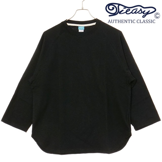 【SALE】ティージー Tieasy HDCS ライトラグラン 3/4 クルーネックTシャツ [te001LT-CR34 SS25] HDCS LIGHT RAGLAN 3/4 CREW-T メンズ トップス 七分袖 日本製 オーガニックコットン BLACK 【メール便配送】 正規取扱店【ts】