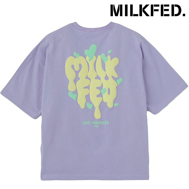 ミルクフェド MILKFED. メルトロゴ ワイドショートスリーブTシャツ [103252011004 SU25] MELT LOGO WIDE S/S TEE レディース トップス カットソー 半袖 ワイドシルエット LtPURPLE 【メール便配送】 正規取扱店