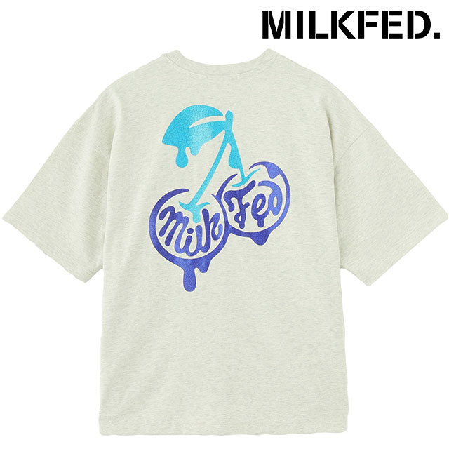 ミルクフェド MILKFED. グリッターメルティチェリーズ ショートスリーブTシャツ [103252011005 SU25] GLITTER MELTY CHERRIES S/S TEE レディース カットソー 半袖 OATMEAL 【メール便配送】