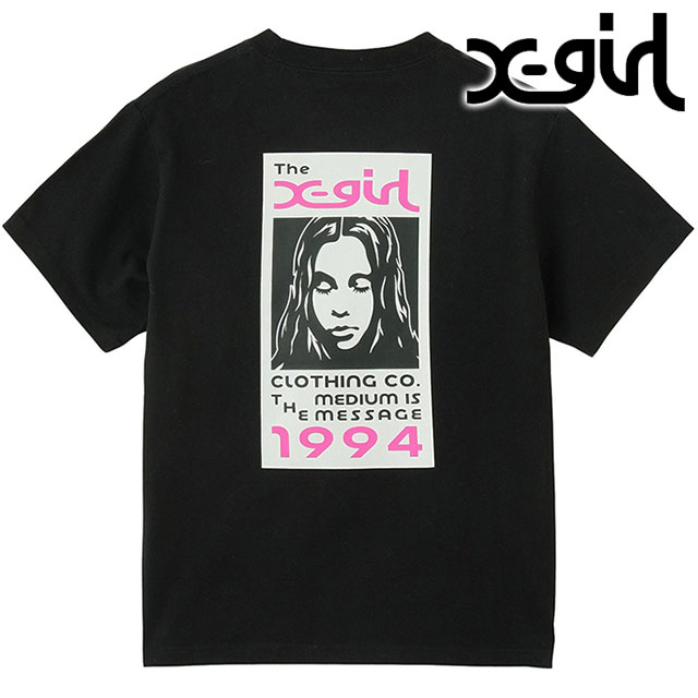 新品 エックスガール X-girl BOX LOGO AND FACE TEE エックスガール X-girl ボックスロゴ アンド フェイス ショート