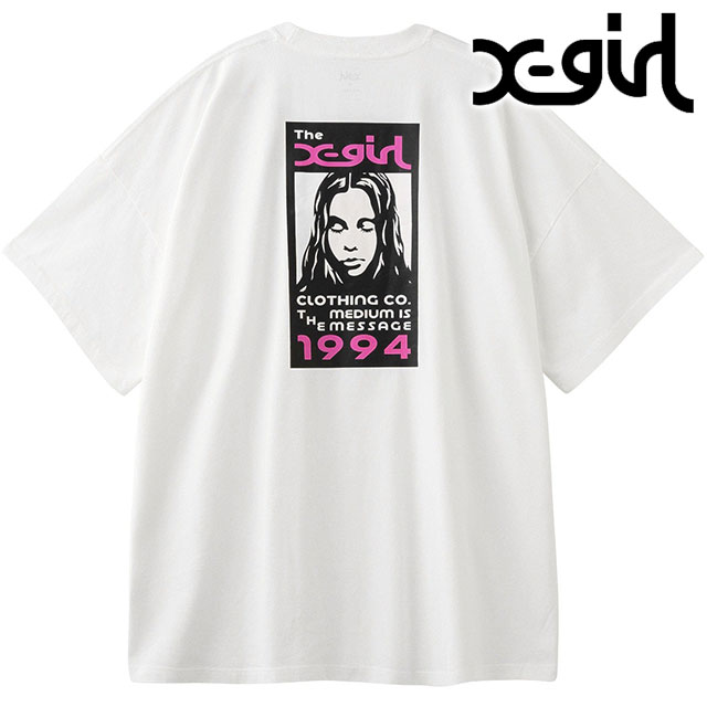 エックスガール X-girl ボックスロゴ アンド フェイス ショートスリーブ ビッグTeeドレス [105252041008 SU25] BOX LOGO AND FACE S/S BIG TEE DRESS レディース トップス 半袖 xgirl WHITE ホワイト 白 正規取扱店