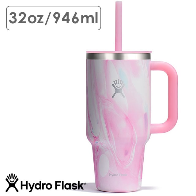 限定カラー ハイドロフラスク Hydro Flask ゼリー オールアラウンド トラベルタンブラー 946ml [8902030165251 SS25] JELLY 32oz ALL AROUND TRAVEL TUMBLER メンズ・レディース ステンレスボトル 水筒 直飲み 保温 保冷 アウトドア オフィス ジム JellyPink 正規取扱店