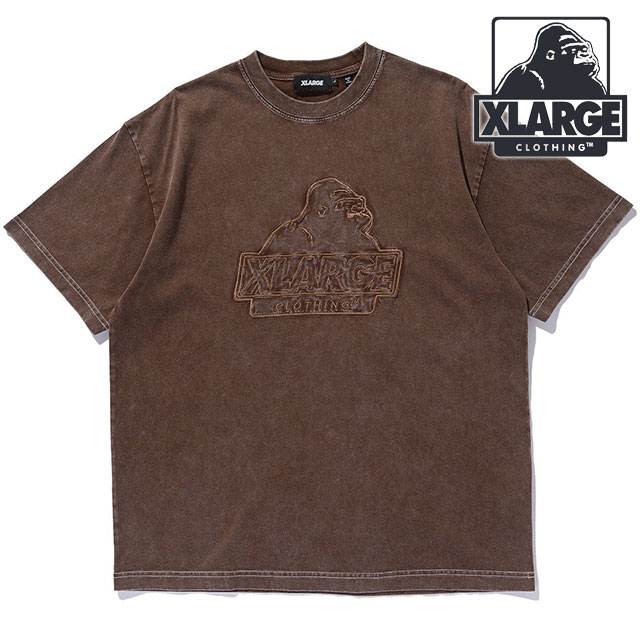 エクストララージ XLARGE ケミカルウォッシュ スランテッド OG ショートスリーブTシャツ [101252011012 SU25] CHEMICAL WASH SLANTED OG S/S TEE メンズ x-large エックスラージ トップス カットソー 半袖 BROWN 【メール便配送】 正規取扱店