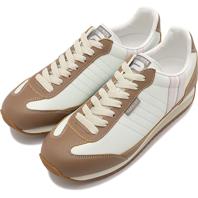 【返品送料無料】パトリック PATRICK スニーカー マラソン・レザー [982503 SS25] MARATHON-L メンズ・レディース 日本製 靴 シューズ シーズン限定カラー SUGAR ホワイト/ブラウン 正規取扱店