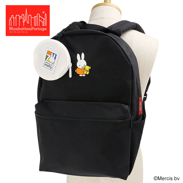 コラボ マンハッタンポーテージ Manhattan Portage ダフォディル バックパック 500D コーデュラ ミッフィー 70周年 [MP1241MF70 SS25] DAFFODIL BACKPACK 500D CORDURA MIFFY 70TH メンズ・レディース 鞄 リュック デイパック 記念ポーチ付き Black 正規取扱店