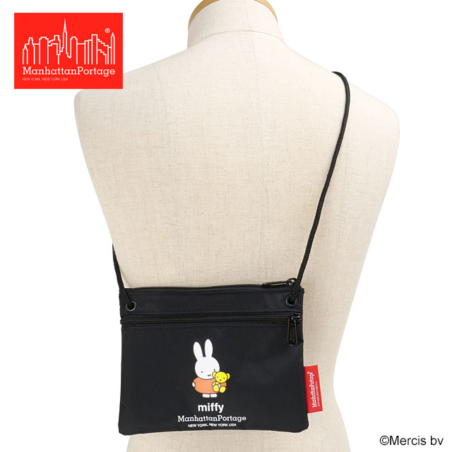 コラボ マンハッタンポーテージ Manhattan Portage ダブルジッパーポーチ ミッフィー70周年 [DZPMF70 SS25] DOUBLE ZIPPER POUCH MIFFY 70TH メンズ・レディース 鞄 ショルダーポーチ Black 【メール便配送】 正規取扱店