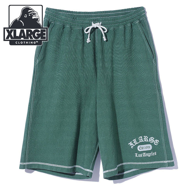 エクストララージ XLARGE チャンピオン リバースウィーブ ステッチドショートパンツ [101252031020 SS25SPOT] XLARGE×Champion REVERSE WEAVE STICHED SHORT PANTS メンズ ハーフパンツ コラボ GREEN 【メール便配送】