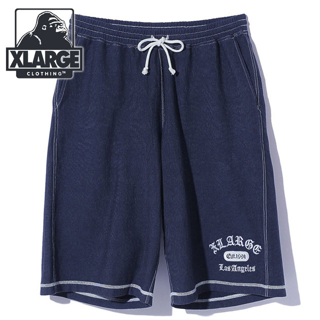 エクストララージ XLARGE チャンピオン リバースウィーブ ステッチドショートパンツ [101252031020 SS25SPOT] XLARGE×Champion REVERSE WEAVE STICHED SHORT PANTS メンズ ハーフパンツ コラボ NAVY 【メール便配送】