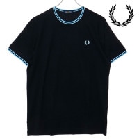 եåɥڥ꡼ FRED PERRY ĥ ƥåץ T [M1588-Y60 SS25Q2] TWIN TIPPED T-SHIRT  ȥåץ Ⱦµ NAVY/MINT-BLUE ڥ᡼ 谷Ź