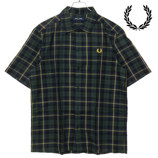 フレッドペリー FRED PERRY タータン ツイル ショートスリーブシャツ [M9896-608 SS25Q2] TARTAN TWILL SHORT SLEEVE SHIRT メンズ トップス 半袖 チェック NAVY 正規取扱店