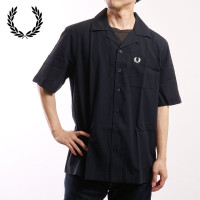 եåɥڥ꡼ FRED PERRY 饤ȥ ƥ㡼 ӥ 顼 硼ȥ꡼֥ [M7762-795 SS25Q2] LIGHTWEIGHT TEXTURE REVERE COLLAR S/S SHIRT  ȥåץ Ⱦµ ץ󥫥顼 NAVY 谷Ź