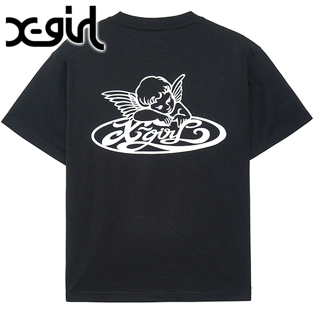 最安値　Mサイズ　90 Logo Girl Cropped Tee　黒×ピンク X-girl エックスガール FACE S/S TEE Tシャツ 半袖 レディース