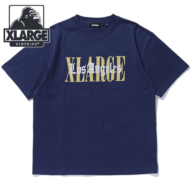エクストララージ XLARGE オーバーラップ ロゴ ショートスリーブTシャツ [101252011026 SU25] OVERLAP LOGO S/S TEE メンズ 半袖 ロゴティー NAVY 【メール便配送】